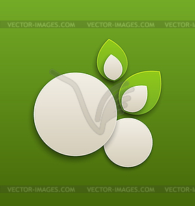 Paper labels circles with eco green leaves - vector image