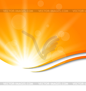 Abstract orange background with sun light rays - royalty-free vector image