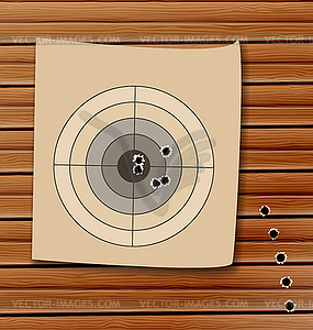 Shooting range target with bullet holes - vector image