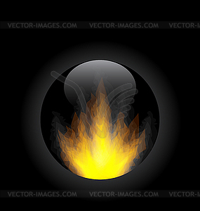 Fire flame in circle frame - vector clipart