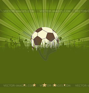 Vintage football card with ball in grass - royalty-free vector image