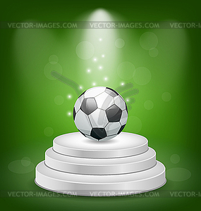 Футбольный мяч подиум со светом - изображение в векторном формате