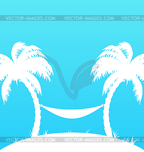 Tropical paradise background with palm trees and - royalty-free vector image