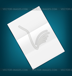 Empty paper sheet with shadows, on blue background - vector clip art