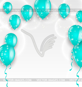 Holiday background with blue balloons - vector image