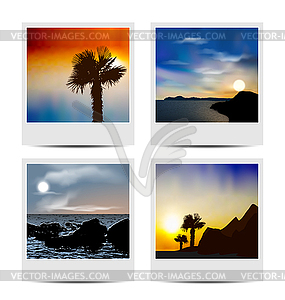 Set photo frames with beaches - vector image