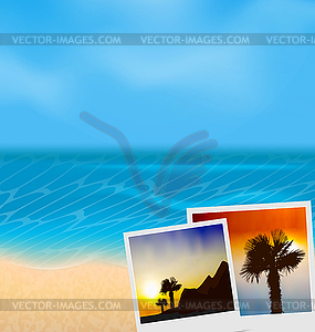 Set vacation beautiful beach photographies - vector clip art