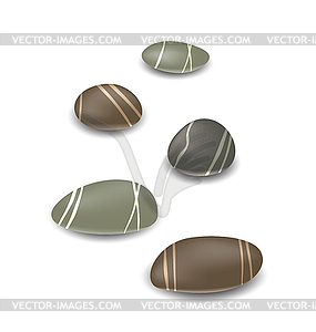 Sea pebbles collection with shadows - royalty-free vector clipart