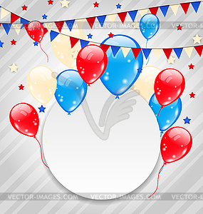 Celebration card with balloons in american flag - vector clip art