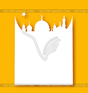 Greeting card template for Ramadan Kareem - color vector clipart