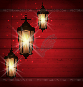 Arabic lamps for holy month of muslim community - vector clipart