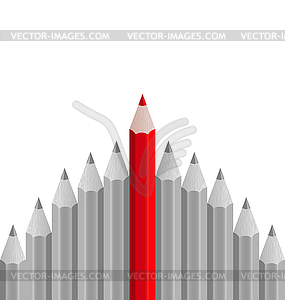 Group of pencils with one highlighted as business - vector image