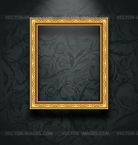 Picture frame on floral texture wall - vector image