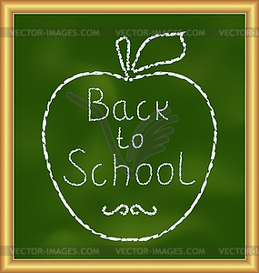 Back to school background with text and apple - vector clip art