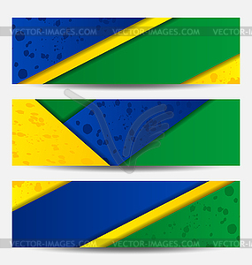 Set football flyers in Brazil flag colors - vector clipart