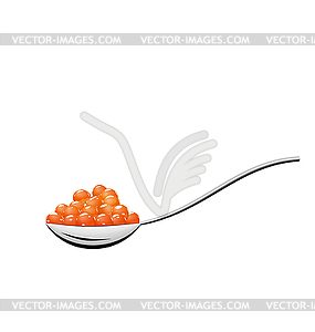 Teaspoon with red caviar - vector clipart