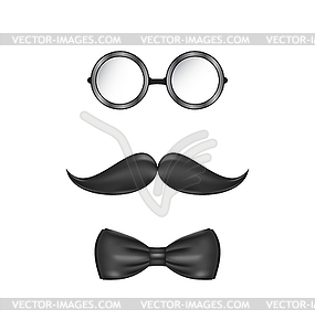 Vintage symbolic of man face, glasses, mustache - vector image