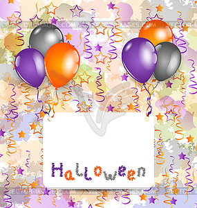 Halloween card with set colorful balloons and tinsel - vector clip art