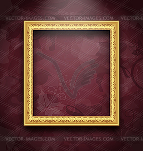 Picture frame on floral texture wall - vector image