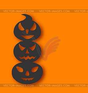 Pumpkins with an evil expression on faces - vector image