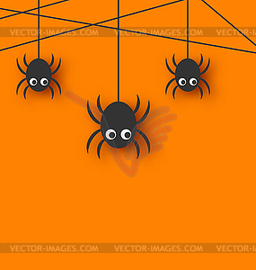 Cute funny spiders and cobweb - royalty-free vector image