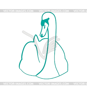 Sketch of swan , outline contour style, on w - vector clip art