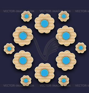 Paper flowers background, handmade composition - vector clipart