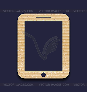 Abstract carton paper tablet pc on dark background - royalty-free vector clipart
