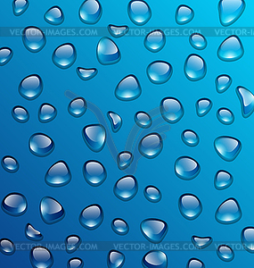 Transparent water many drops on glass - vector clipart / vector image