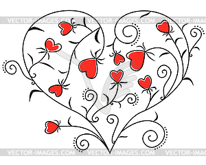 Hearts of floral hearts - vector clipart