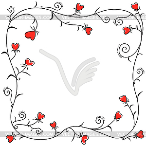 Frame of floral hearts - vector clip art