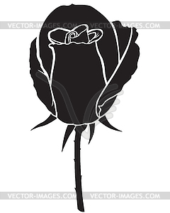 Silhouette rose bud - vector image