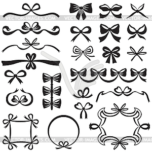 Bow design element set - vector clipart