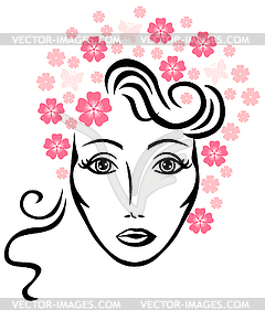 Woman with flowers - vector clip art