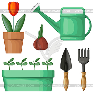 Garden equipment set - vector image