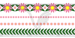 Flowers garlands set - color vector clipart