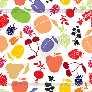 Fruits and berries pattern seamless - vector image