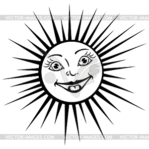 Funny sun - white & black vector clipart