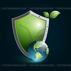 Concept with globe and shield - vector clipart