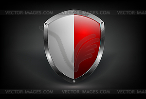 Bi-coloredl shield with metallic border - vector clipart