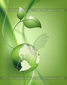 Floral environmental frame with globe - color vector clipart