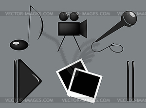 Media icons set - vector image