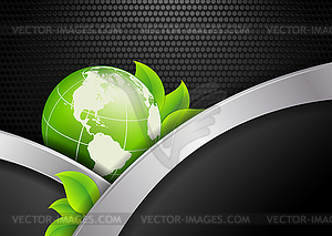 Floral environmental frame with globe - vector image