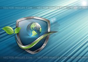 Floral environmental frame with globe - vector image