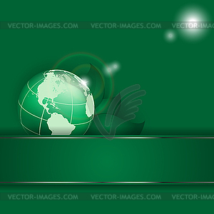 Floral environmental frame with globe - vector clip art