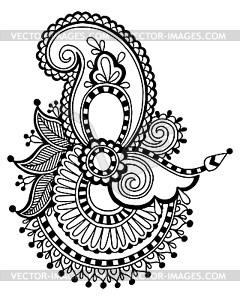 Black line art ornate flower design - vector image