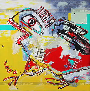 Art composition of crazy bird - vector image