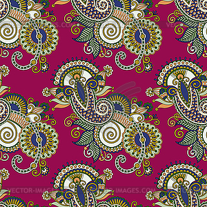 Hand drawing ornate seamless flower paisley design - vector image