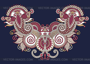 Neckline ornate floral paisley embroidery fashion - vector clip art