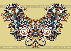 Neckline ornate floral paisley embroidery fashion - vector image